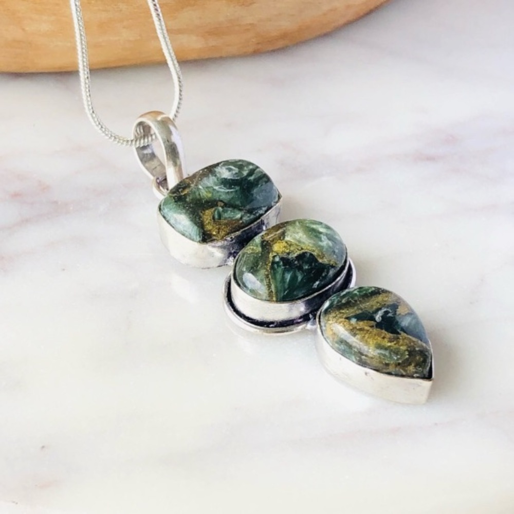 Copper Seraphinite Silver Plated Necklace - Picture 9 of 10